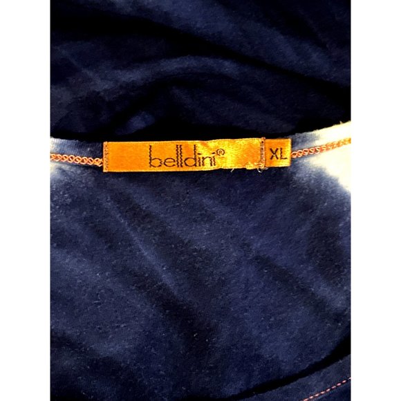 BELLDINI Plus Size Blue White Pink Tie-Dyed Cold-Shoulder Blouse Size XL - Picture 5 of 8